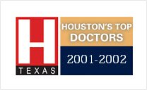 Houston's Top Doctors logo, which consists of a white background with the text "Houston's Top Doctor" in bold black font